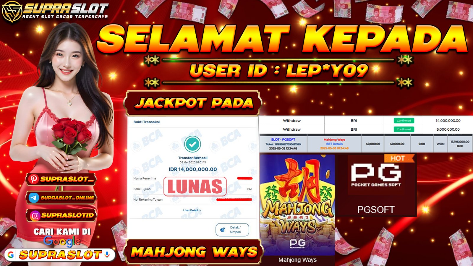 SUPRASLOT JACKPOT di SLOT MAHJONG WAYS Rp.14.000.000,- LUNAS