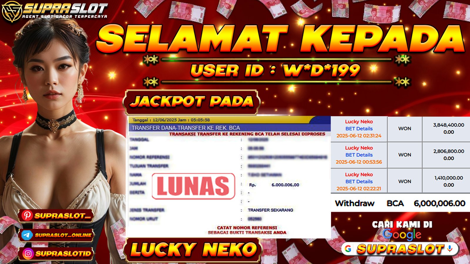 SUPRASLOT JACKPOT di SLOT LUCKY NEKO Rp.37.595.000,- LUNAS