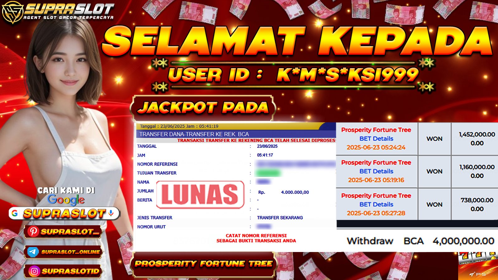 SUPRASLOT GOKIL JACKPOT di prosperity fortune tree TOTAL WIN Rp.4,000,000,- LUNAS