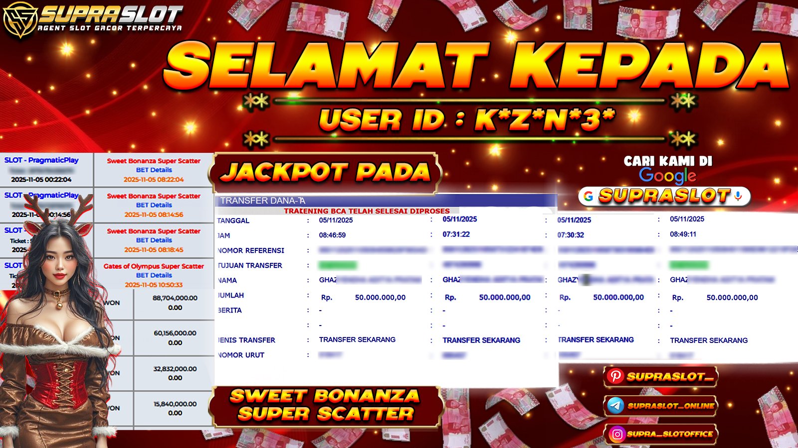 SUPRASLOT JACKPOT di SLOT Sweet Bonanza Super Scatter Rp.100.000.000,- LUNAS