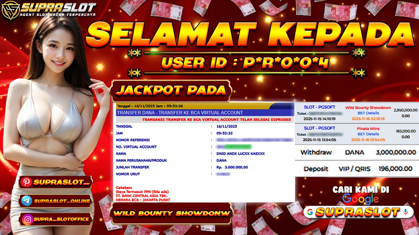 SUPRASLOT JACKPOT di SLOT WILD BOUNTY SHOWDOWN  Rp.3.000.000,- LUNAS