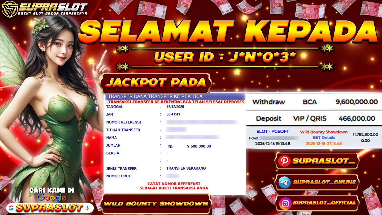 SUPRASLOT JACKPOT di SLOT WILD BOUNTY SHOWDOWN  Rp.9.600.000,- LUNAS