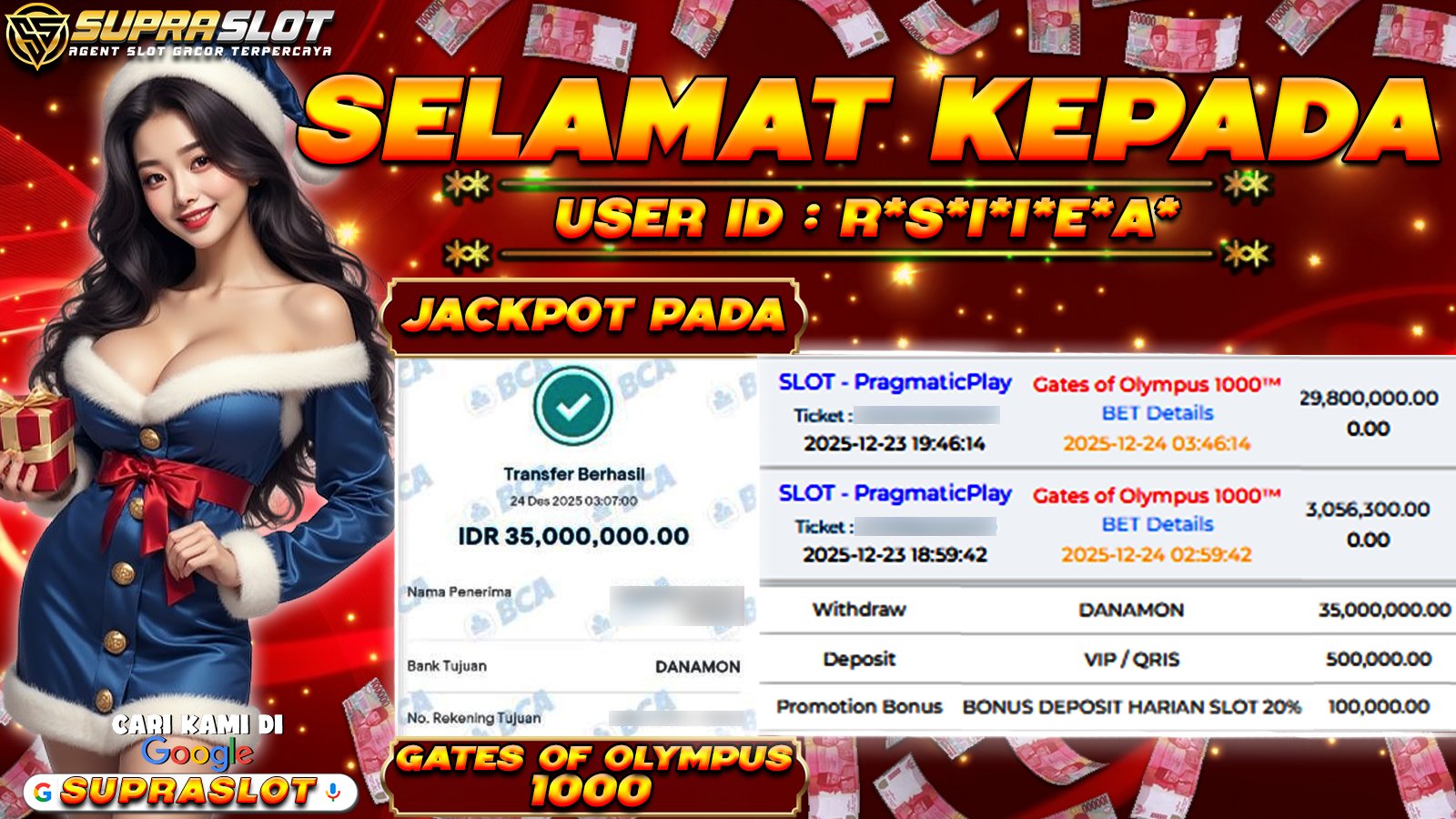 SUPRASLOT JACKPOT di SLOT GATES OF OLYMPUS 1000 Rp.35.000.000,- LUNAS